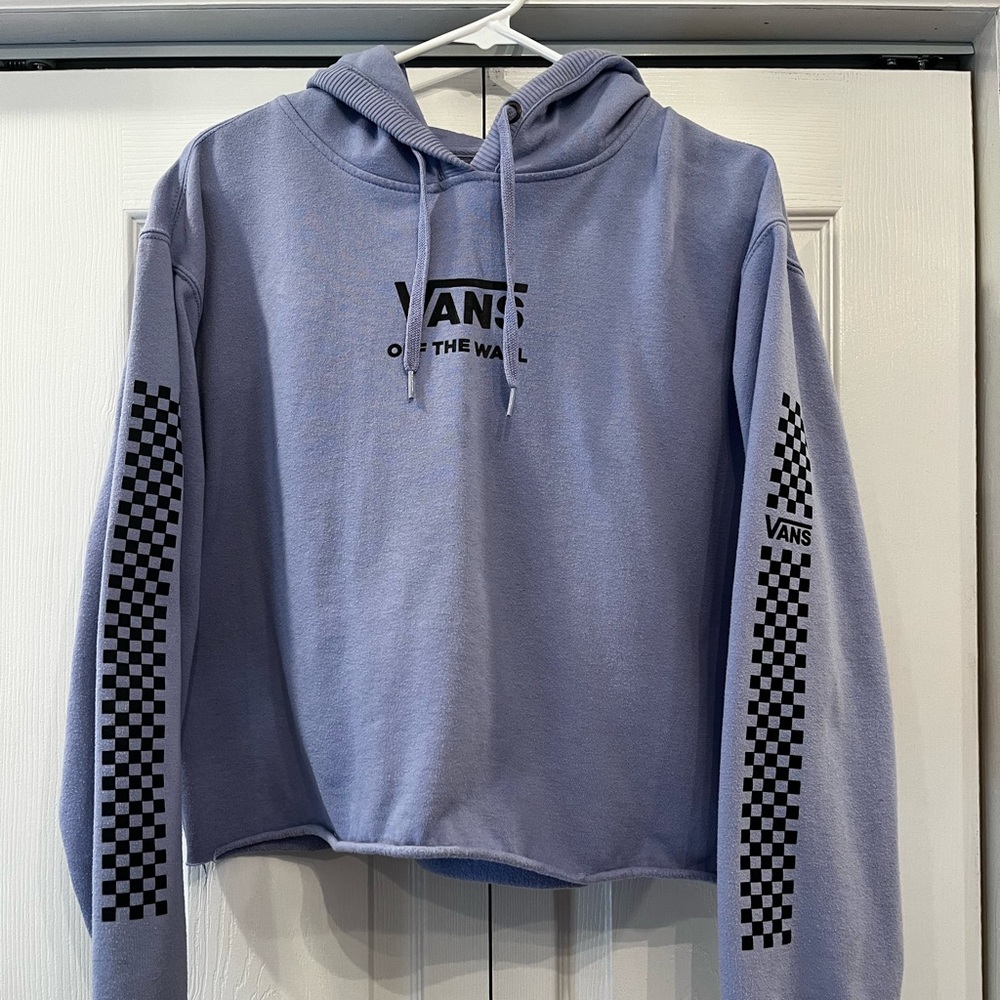 Vans Lavender Cropped Hoodie with Black Checker Detail